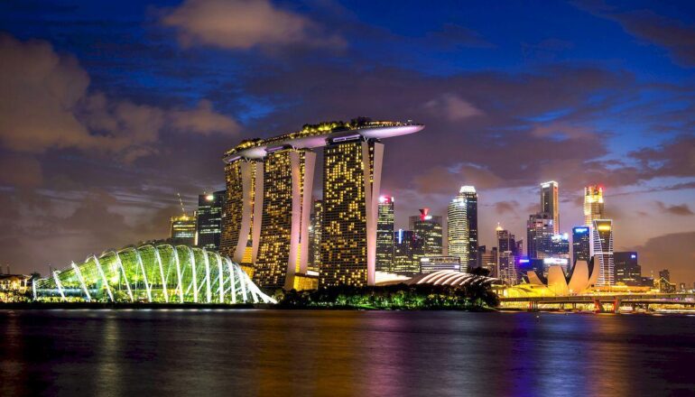 въезд в Сингапур _singapore skyline night
