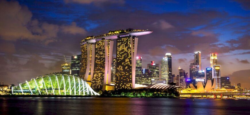 въезд в Сингапур _singapore skyline night